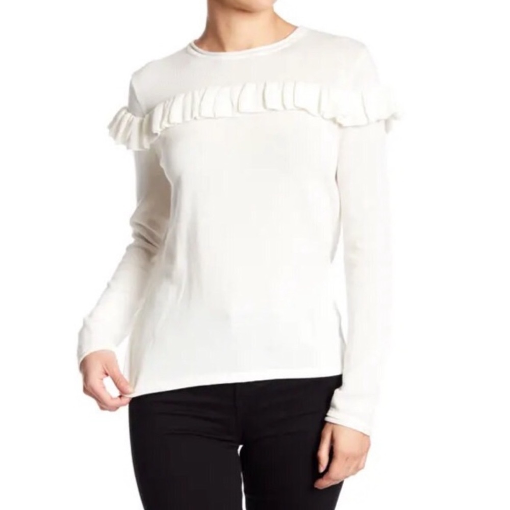 Love token karson ruffle sweater NWT cream ivory medium